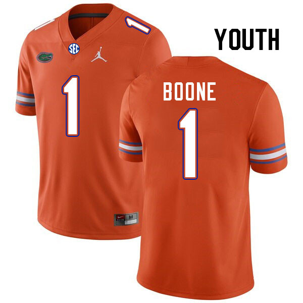 Youth #1 Justus Boone Florida Gators College Football Jerseys Stitched-Orange